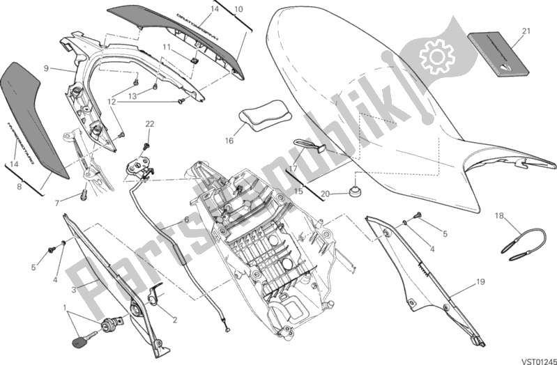 Alle onderdelen voor de Stoel van de Ducati Hypermotard USA 821 2014